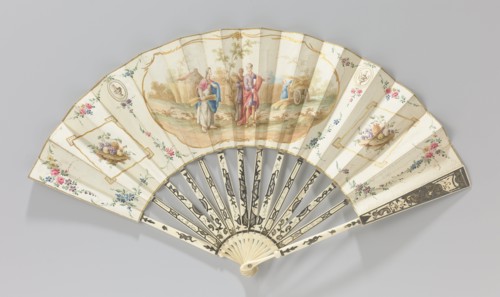 Folding paper fan with the meeting of Ruth and Boaz during the corn harvest, c.1780-c.1795.  Creator: Anon.