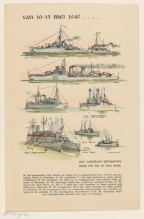 Dutch warships sunk between 10-15 May 1940, (c.1945-c.1960).  Creator: Anon.