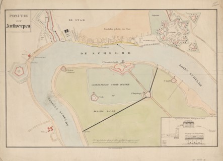 Map of Antwerp during the siege by the French, 1832, (1832-1833).  Creators: Anon, Johannes Paulus Houtman.