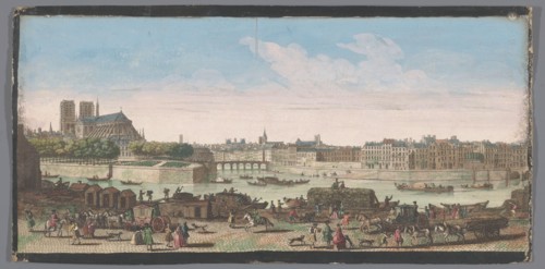 View of the city of Paris seen from the Quai de Miramion, 1700-1799. Creators: Anon, Jacques Rigaud.
