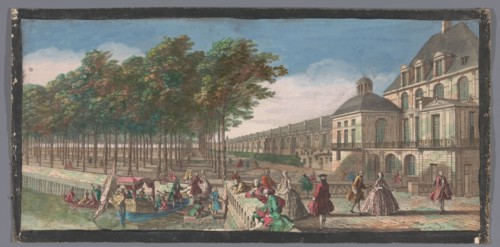 View of the Cour de la Fontaine of the Palais de Fontainebleau, 1700-1799. Creators: Anon, Jacques Rigaud.