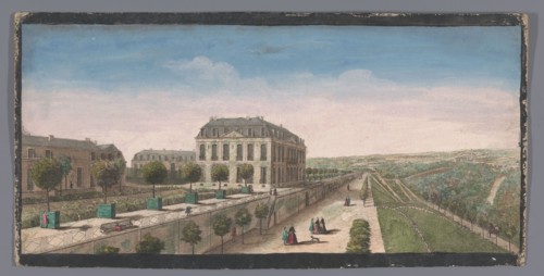 View of the terrace with orange trees of the Château de Bellevue in Meudon, 1700-1799. Creators: Anon, Jacques Rigaud.