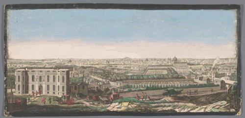 View of the city of Paris seen from the observatory, 1700-1799. Creators: Anon, Jacques Rigaud.