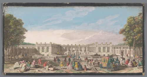 View of the front of the Grand Trianon in the garden of Versailles, 1700-1799. Creators: Anon, Jacques Rigaud.