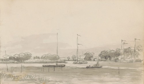 River landscape with sailing ships, c.1803-c.1818. Creator: Arnoldus Johannes Eymer.