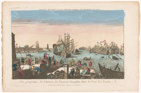 View of the arrival of the ship Dauphin in the port of Toulon, 1700-1799. Creator: Anon.