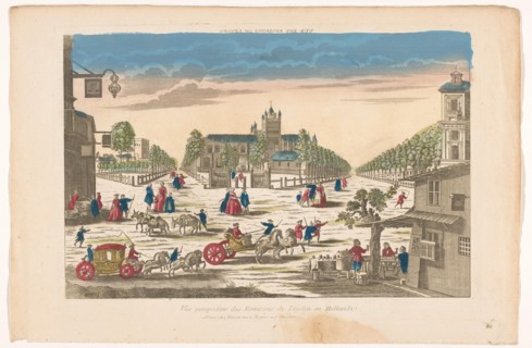 View of streets and a square with a church in the vicinity of the city of Leiden, 1700-1799. Creator: Anon.