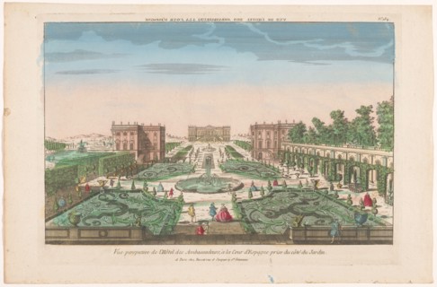View of the garden and the Hotel des Ambassadors in Spain, 1700-1799. Creator: Anon.