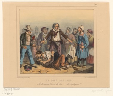 Men fighting, 1837. Creator: Clément Pruche.