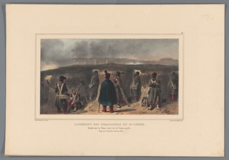 Sharpshooters behind a parapet, 1832, (1833).  Creator: Auguste Raffet.