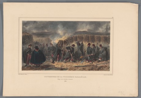 Soldiers dig a trench, 1832, (1833).  Creator: Auguste Raffet.
