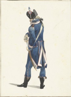 Soldier who pulls his saber, 1758-1805. Creator: Dirk Langendijk.