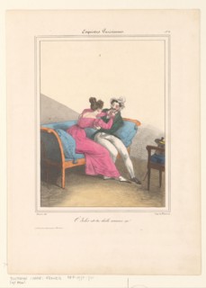 Woman teases her lover, 1827-1828.  Creator: Francis Conscience.
