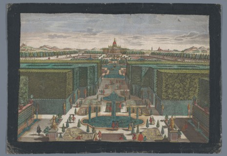 View of an avenue on the left side of a garden, 1742-1801. Creator: Georg Gottfried Winckler.