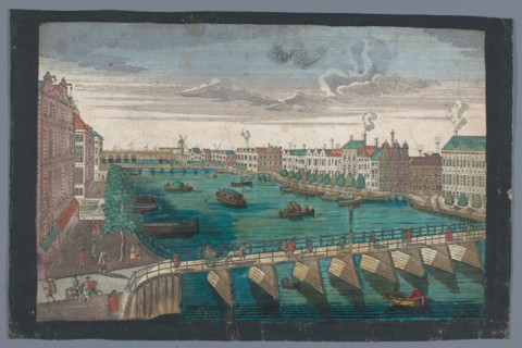 View of the Amstel between the Blauwbrug and the Hogesluis in Amsterdam, 1742-1801. Creator: Anon.