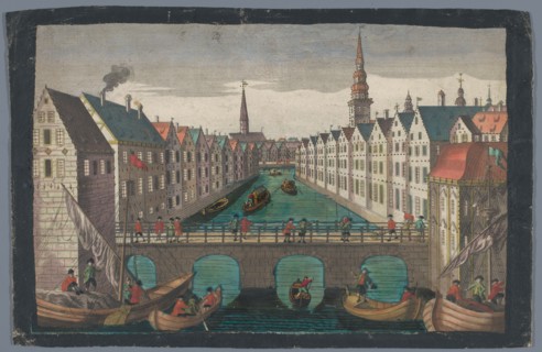 View of the Nikolaifleet opposite St. Nicholas church in Hamburg, 1742-1801. Creator: Anon.