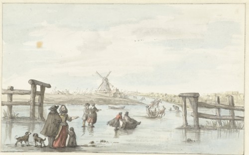 Winter view at Zwarte Water (Black Water) near Zwolle (?), 1661-1693. Creator: Gerrit Grasdorp.
