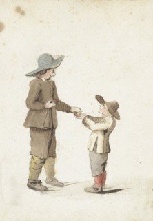 Boy gives an apple to a younger boy, 1645-1650. Creator: Gesina ter Borch.