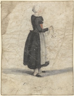 North Holland woman standing with an ornament or bag in hand, 1652. Creator: Gesina ter Borch.