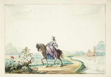 Woman on horseback in a landscape, 1660. Creator: Gesina ter Borch.