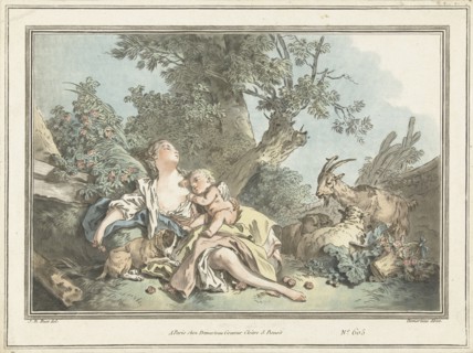 Sleeping Shepherdess and Cupid, 1760-1802. Creator: Gilles-Antoine Demarteau.