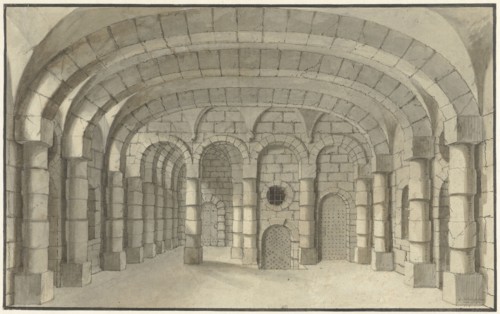 Dungeon - design for a stage set, 1700-1800.  Creator: J.A. Tempelier.