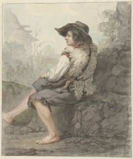 Seated boy with hat and sheepskin, 1766-1815.  Creator: Jacob van Strij.