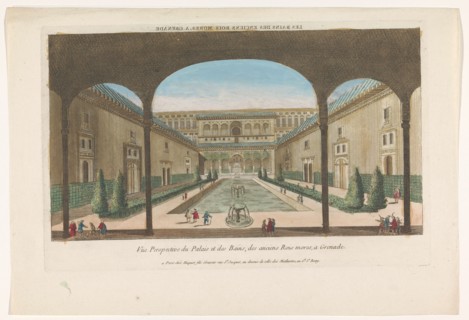 View of a courtyard with fountains of the Alhambra in Granada, 1735-1805. Creator: Unknown.