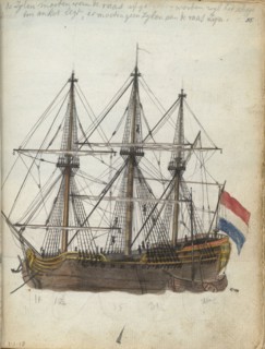 East Indiaman at anchor, 1785.  Creator: Jan Brandes.