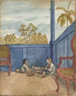 Terrace with son Jantje and Bietja, an enslaved girl, 1784. Creator: Jan Brandes.