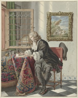 Young man writing at a window, 1734-1785. Creator: Jan Stolker.