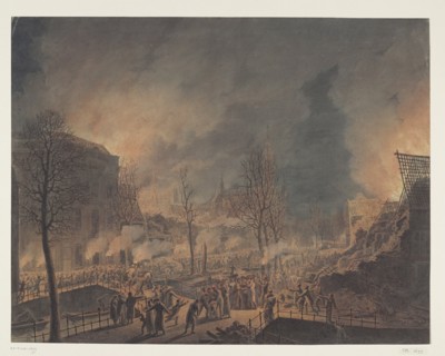 King Louis Napoleon visits the ruins...after the explosion of the powder ship..., (1807-1809).  Creator: Jan Willem Pieneman.