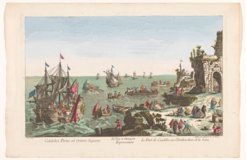 View of the harbour in Caudebec near the mouth of the Seine River, 1745-1775. Creator: Anon.