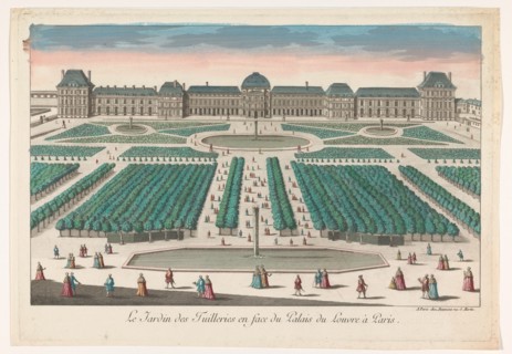View of Jardin des Tuileries in Paris with view towards the Palais du Louvre, 1745-1775. Creator: Anon.