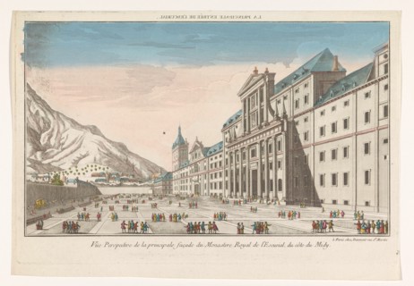 View of El Escorial  in the vicinity of the city of Madrid, seen from the south, 1745-1775. Creator: Anon.