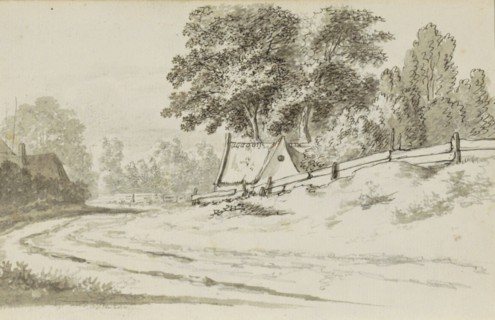 Houses on a path in a landscape, 1783. Creator: Johannes Huibert Prins.