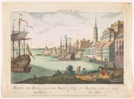 View of the harbour in Boston, 1755-1779. Creator: Franz Xavier Habermann.