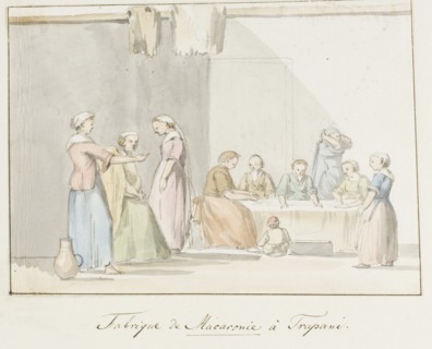 Preparing the Macaroni in Trapani, 1778. Creator: Louis Ducros.