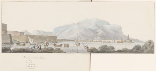 View of the large port of Palermo, 1778. Creator: Louis Ducros.