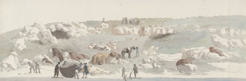 View of the small port of Luogo Vivo on the San Vito sailing route, 1778. Creator: Louis Ducros.