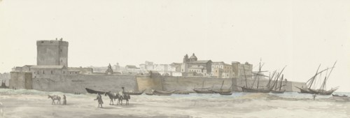 View of Taranto's fortifications, 1778. Creator: Louis Ducros.