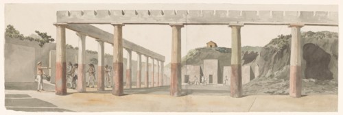 Roman camp within the walls of Agrigentum with the Temple of Asclepius, 1778. Creator: Louis Ducros.
