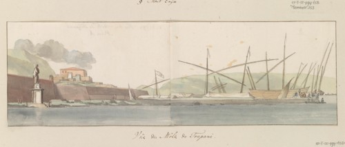 View of the harbour at Trapani, 1778. Creator: Louis Ducros.