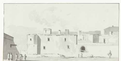 View of the Old Palace of the Count of Egmond Pignatelli in Cerignola, 1778. Creator: Louis Ducros.