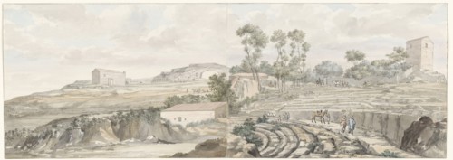 Interior with steps from theatre in Syracuse, 1778. Creator: Louis Ducros.
