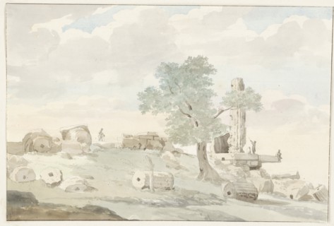 Remains of the Temple of Heracles within the walls of old Agrigento, 1778. Creator: Louis Ducros.