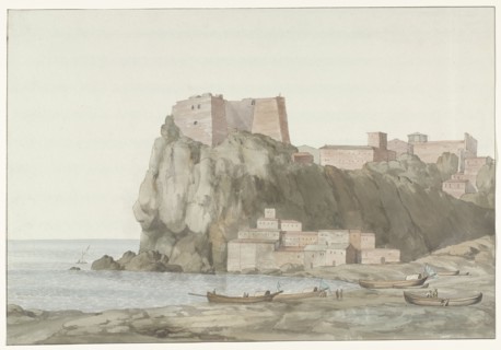 Rock and town of Scilla in the Calabria region on the west coast, 1778. Creator: Louis Ducros.