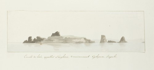 Faraglioni rocks off the Capri coast, 1778. Creator: Louis Ducros.