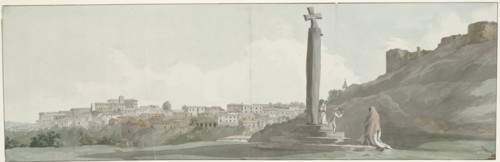 View of Ariano and monument, known as Altar of Janus, 1778. Creator: Louis Ducros.