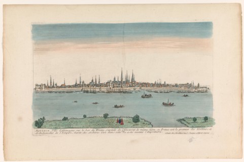 View of the city of Mainz on the River Rhine, 1759-c.1796. Creators: Louis-Joseph Mondhare, Anon.